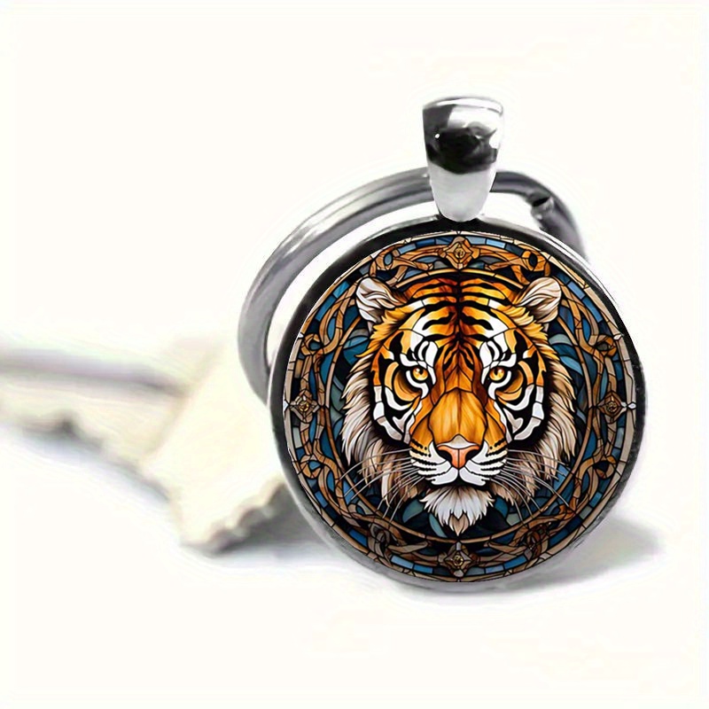 

Stylish Tiger Alloy Keychain With Time Gem - Perfect Bag Charm & Gift For Birthdays, Anniversaries, Valentine's Day