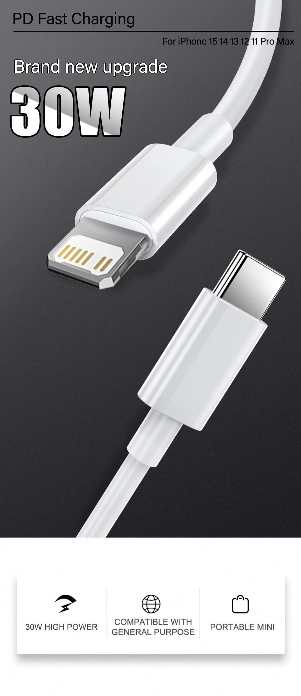 20W Fast Charging USB-C Cable for Apple for iPhone 11, 12, 13, 14 Pro Max, X, XR, XS, 5s, 6, 7, 8, 14 Plus, SE - High-Speed Data Transfer, Durable PVC, Male to Female Connector, Phone Charger Accessories, KADIXI