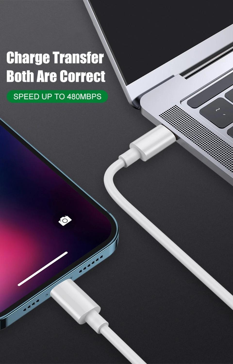 20W Fast Charging USB-C Cable for Apple for iPhone 11, 12, 13, 14 Pro Max, X, XR, XS, 5s, 6, 7, 8, 14 Plus, SE - High-Speed Data Transfer, Durable PVC, Male to Female Connector, Phone Charger Accessories, KADIXI