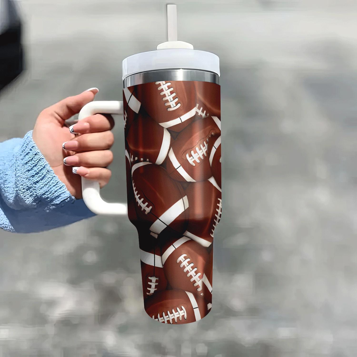 

Jit Football Pattern Stainless Steel With Lid And Straw, 40oz Vacuum Insulated Water Glass, Drinks Travel Mug For Car, Office, Home - Christmas Gifts With Santa Claus & Elk Design - 1pc