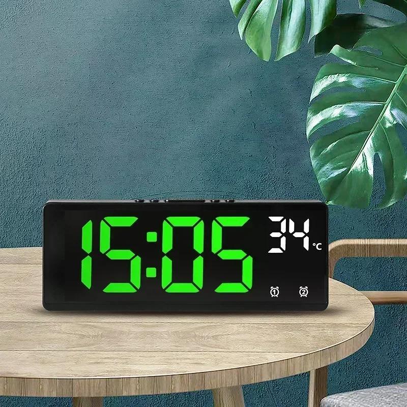 

1pc Large Screen Electronic Clock, Usb Powered, 36v Or , Rectangular With Crown Shape, Multiple Alarm Clocks, Date Display, Abs Plastic, Home & Kitchen Decor, Wall Clock