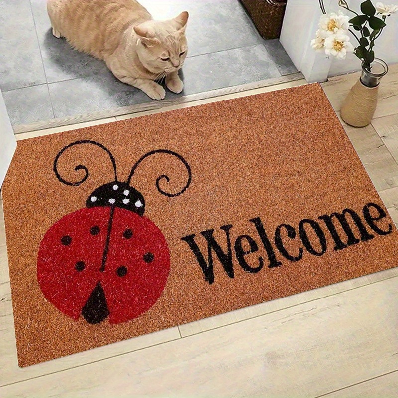 

Welcome Doormat With Ladybug Design – Non-slip, Waterproof Polyester Fiber Entrance Mat, Machine Washable Indoor/outdoor Rug For Home, Bathroom, Living Room, Laundry Room Decor