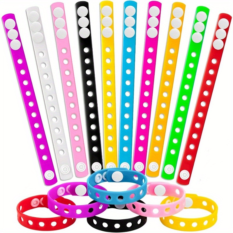 

20/40pcs Adjustable Silicone Bracelet With 10 Holes - And Shoe Charms, Ideal Party Favors And Valentine's Day Gifts (10 Colors)