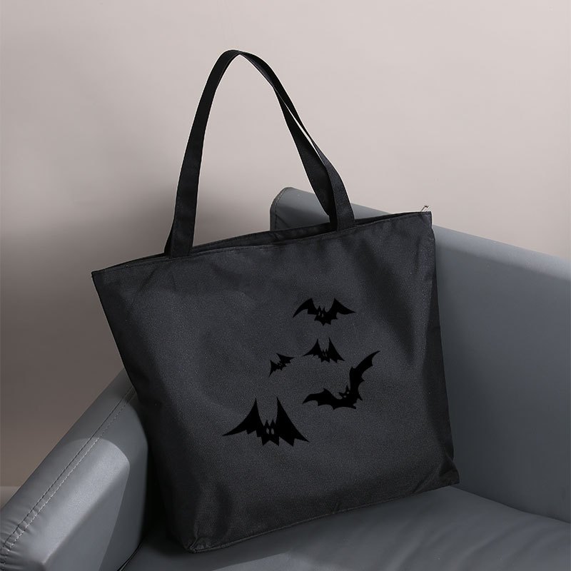 

Halloween Bat Cloth Tote Bag - Zippered Shoulder Bag Lined , , No Embellishments - For , , , - Personalized For Women