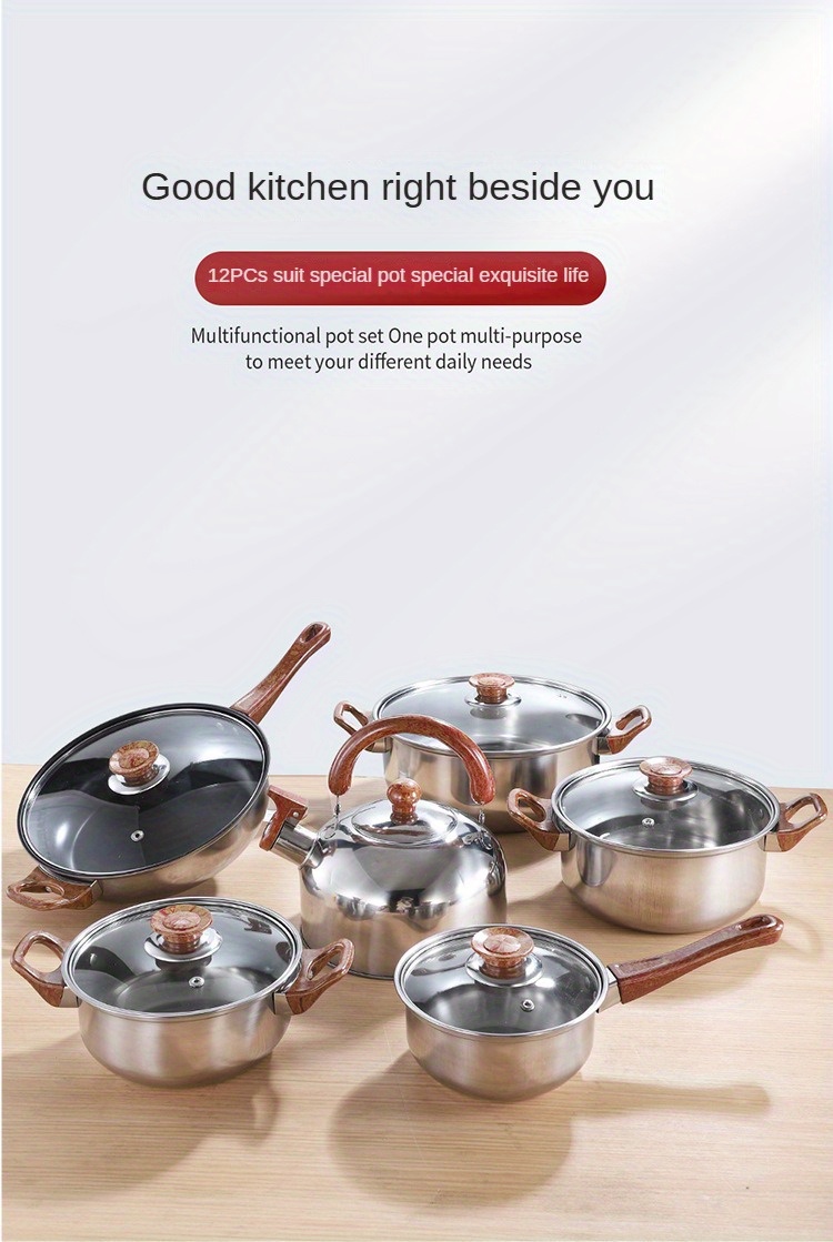 stainless steel cookware set versatile pots pans combo for home kitchens   dinner parties details 0