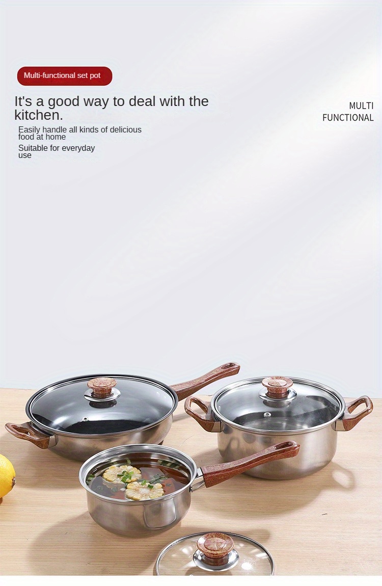 stainless steel cookware set versatile pots pans combo for home kitchens   dinner parties details 3