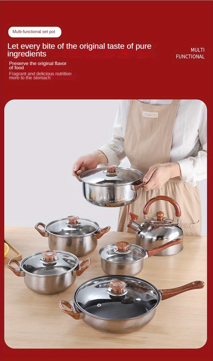 stainless steel cookware set versatile pots pans combo for home kitchens   dinner parties details 4