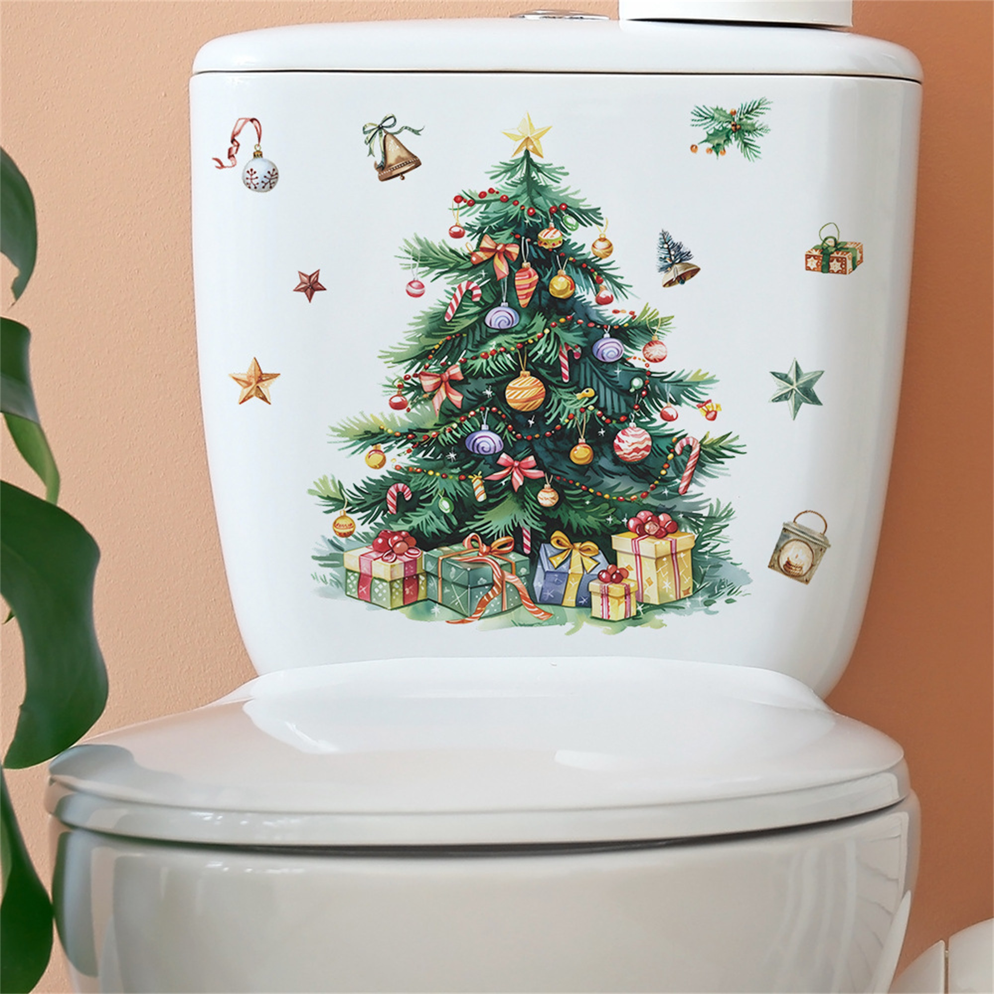 

Christmas Lid Decals Removable For Bathroom Decorations