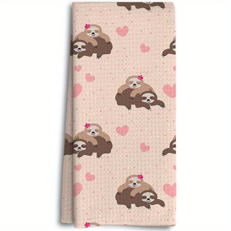 

Cute Sloth Towel - 18x26 Inch, Polyester, Christmas, Valentine's Day & Wedding Anniversaries - Romantic Dish & Tea Towel Gift For