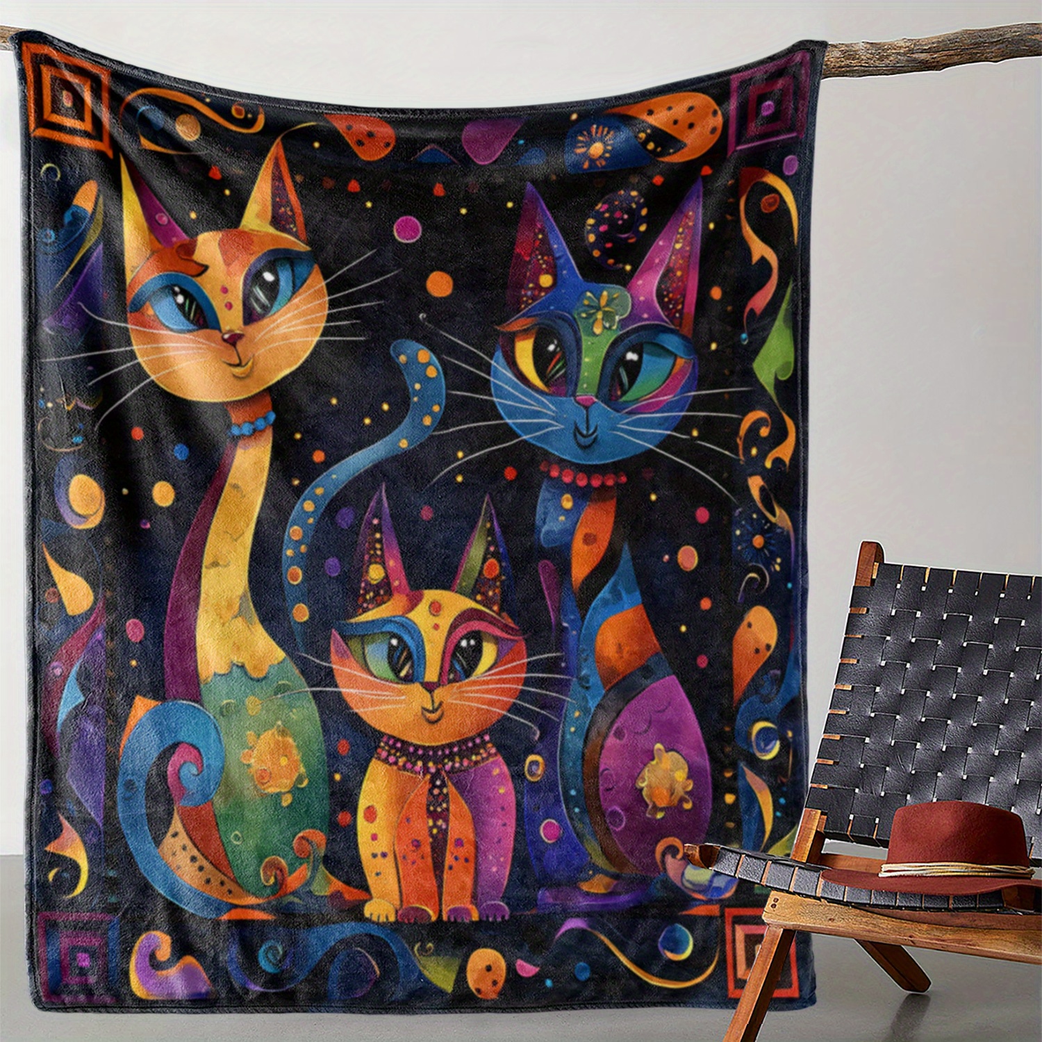 

Open 1pc Fleece Blanket, Kitten Print Blanket, Warm, Comfortable And Soft Blanket, Suitable For Sofa, Bed, Sofa, Car, Office, Camping, Travel, Gift Blanket Suitable For All