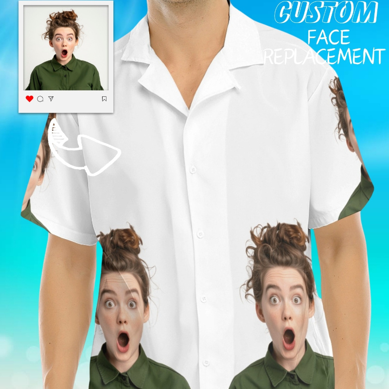 

[customer ] Customizable Men's Casual Shirt With Personalized Photo Print - Breathable Polyester, Non-stretch Fabric For Summer