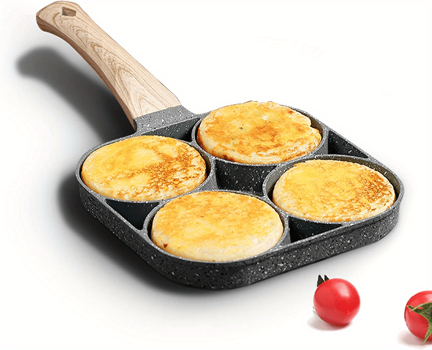 a versatile non stick frying pan suitable for frying eggs pancakes and steaks with a wooden handle details 0