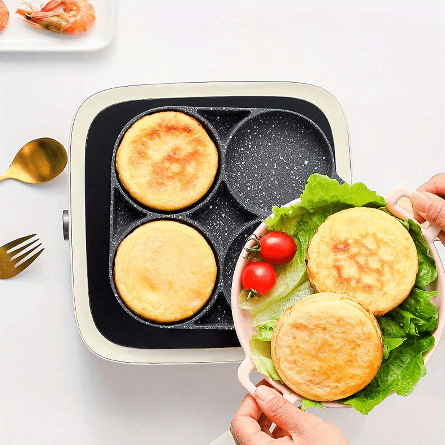 a versatile non stick frying pan suitable for frying eggs pancakes and steaks with a wooden handle details 6