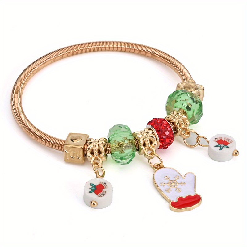 TEMU 1pc Christmas Glove Pendant Alloy Bracelet For Men And Women Fashion Bangle Holiday Party Bracelet Hand Accessories Christmas Gift New Year Gift