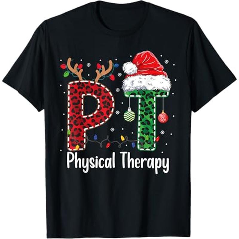 

Physical Therapy Christmas Hat Pt Therapist T-shirt, 100% Cotton, Halloween Thanksgiving Christmas Gift For Men Women , S-xxxl, Black