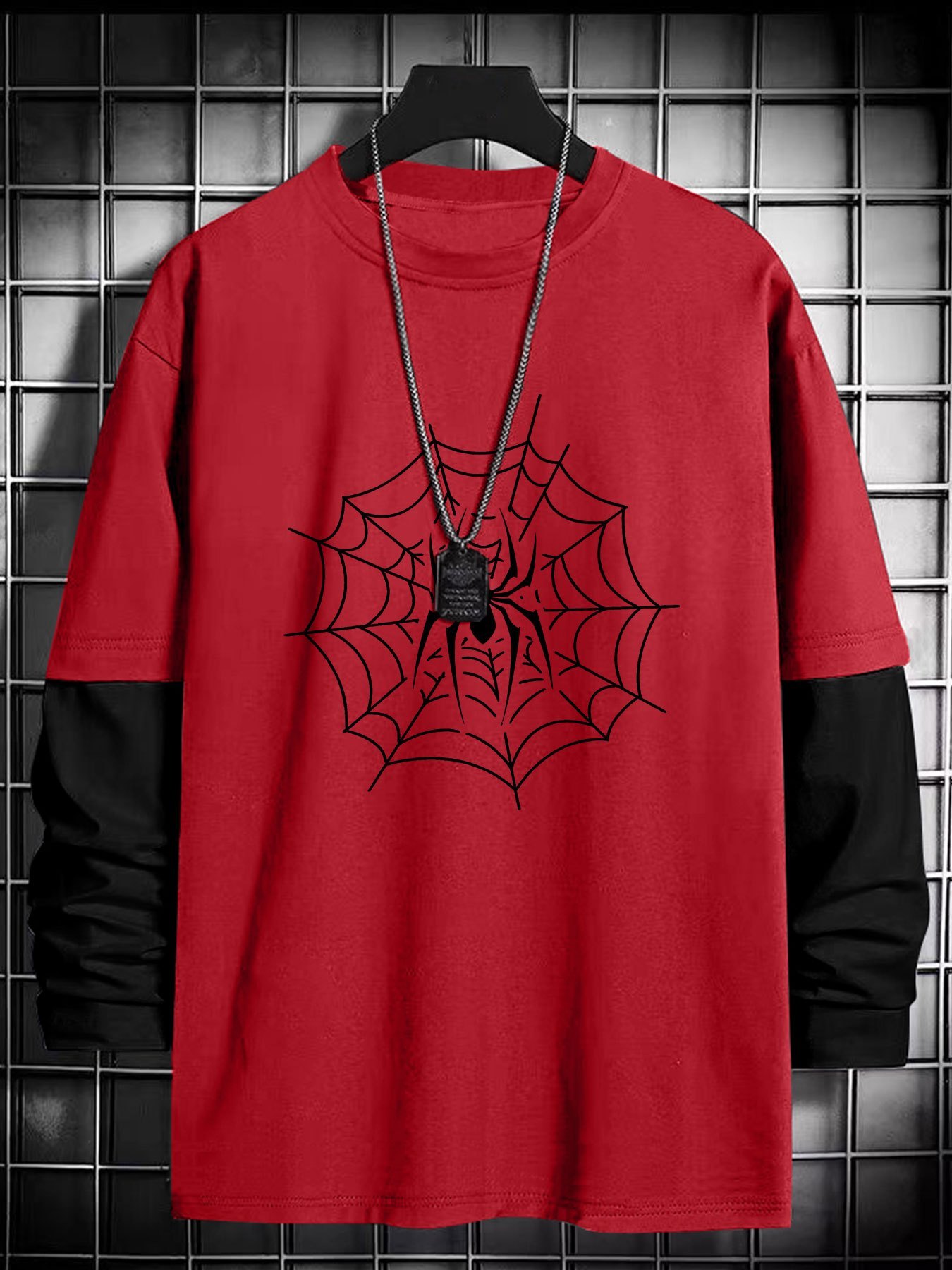 HWY×US/Big Spider Web L/S T-Shirt Vintage Rare Goosebumps Shirt Spiderweb Black Youth L Made