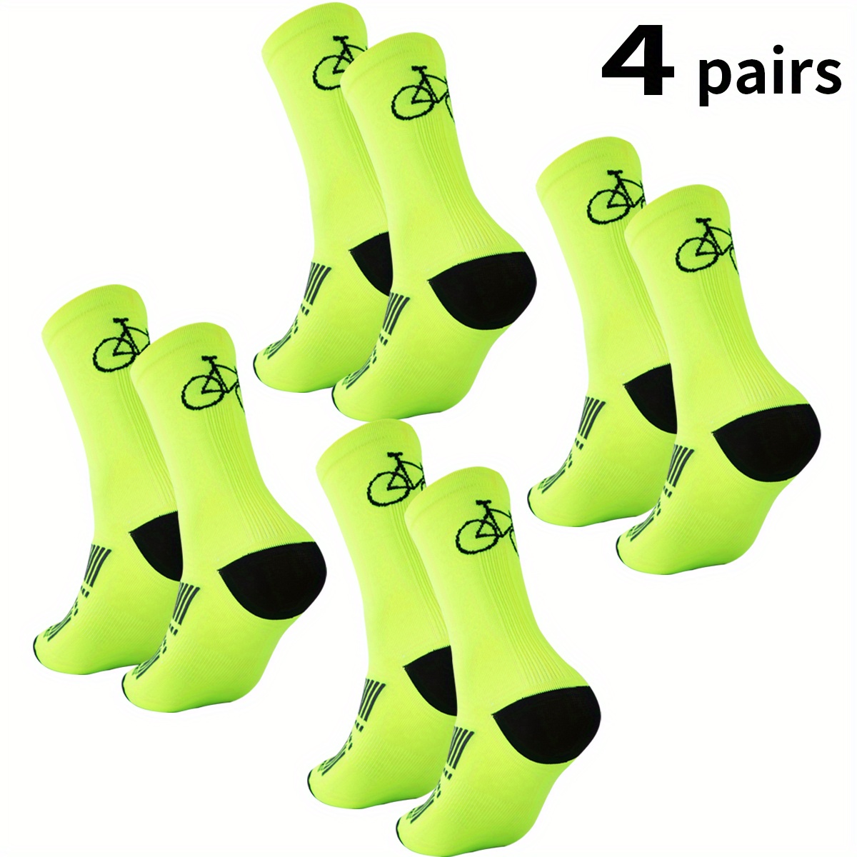 4 Pairs Of Professional Men's Outdoor Cycling Socks Hiking Nylon Socks