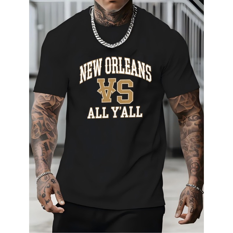 

New Orleans Vs. Neck T-shirt, Men's Clothing - , Breathable, Moisture-wicking, Casual Unisex Tee With Personalized Printing - Wear