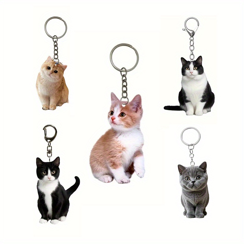 

5pcs Tuxedo Cat Keychain - 2d Acrylic Double-sided Pendant, 0.12 Inch , Animal Key Ring Charm For Backpacks, Gifts, And Pet Lovers - Unique Enthusiasts