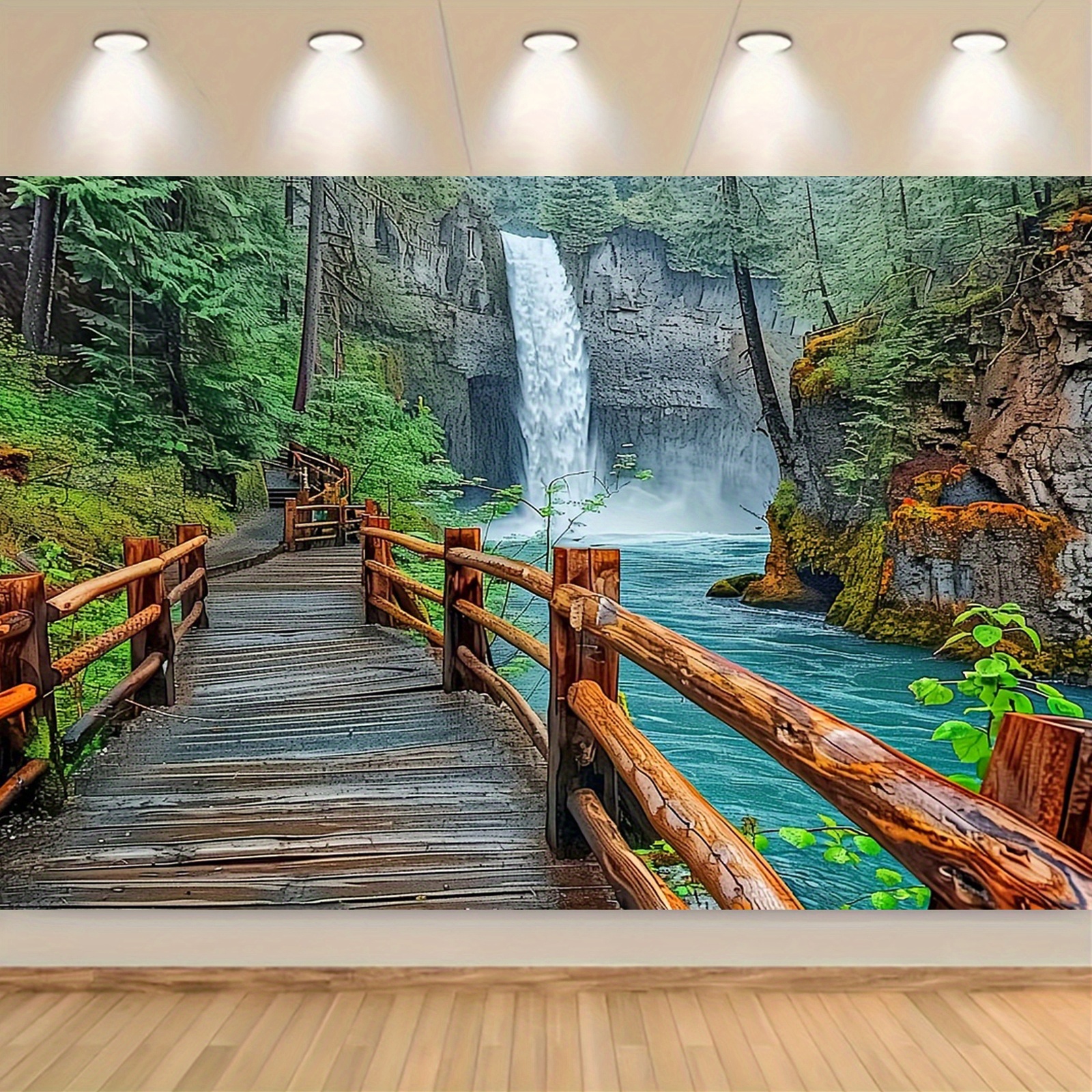 

1pc Waterfall Polyester Tapestry, Multipurpose Wall Hanging For Living Room, Bedroom, Outdoor Picnic, Event Banner Decorations, No Power Required