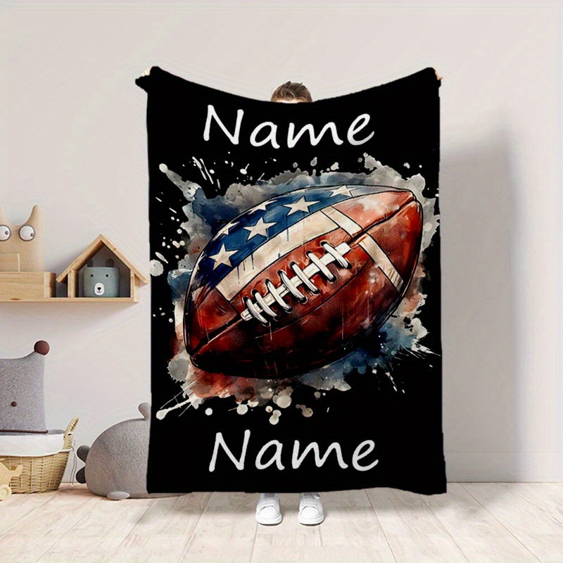 

Personalized Football Fleece Throw Blanket - Custom Name, For Couch, Bed, Or Outdoor Use - Perfect Gift For Sports Fans, Christmas Decor