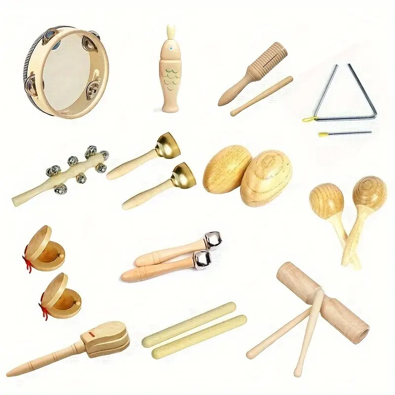 

6pcs Orff Percussion Instrument Set - Includes Bell Drum, Sand Hammer, Cymbal, , Hand Drum & Dual - Ideal For Teen Music Education