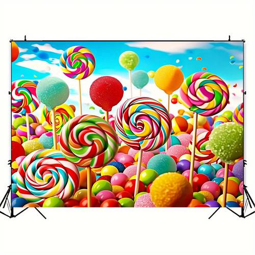 2d plat, 2d plat - 2d plat, 2d plat - een enkel polyester banner met een snoepthema, geschikt voor diverse gelegenheden - een feestelijke achtergrond voor tailgate parties en familiebijeenkomsten