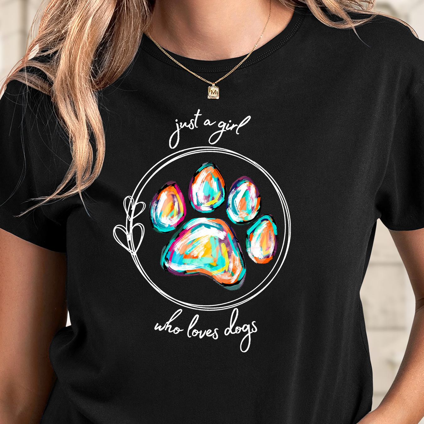 

Women's Dog Paw Neck T-shirt - Casual & Sporty, Stretchy Polyester , Machine Washable