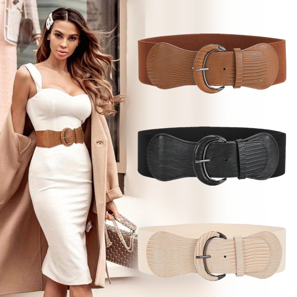 

3pcs/ Set Women's Wide Waistband, Vintage Waistband, Vintage Fashionable Dress Belt, Elastic Elastic Elastic Wide Belt