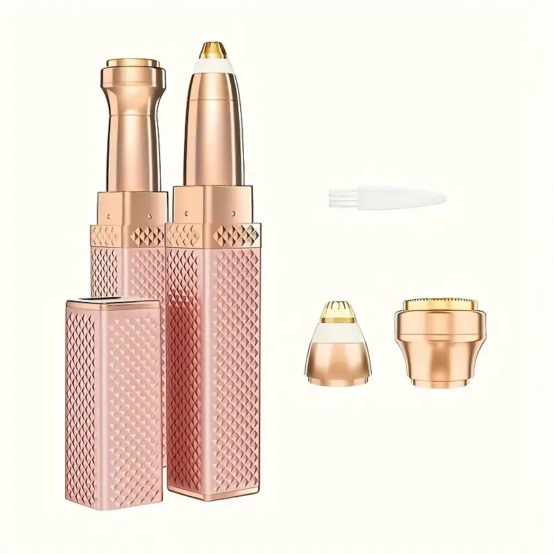 1pc women s 2 in 1 electric eyebrow trimmer facial hair remover portable rechargeable with built in led lights for face eyebrows lips chin legs rose golden multi purpose grooming tool versatile body care metallic quality trimmer details 0