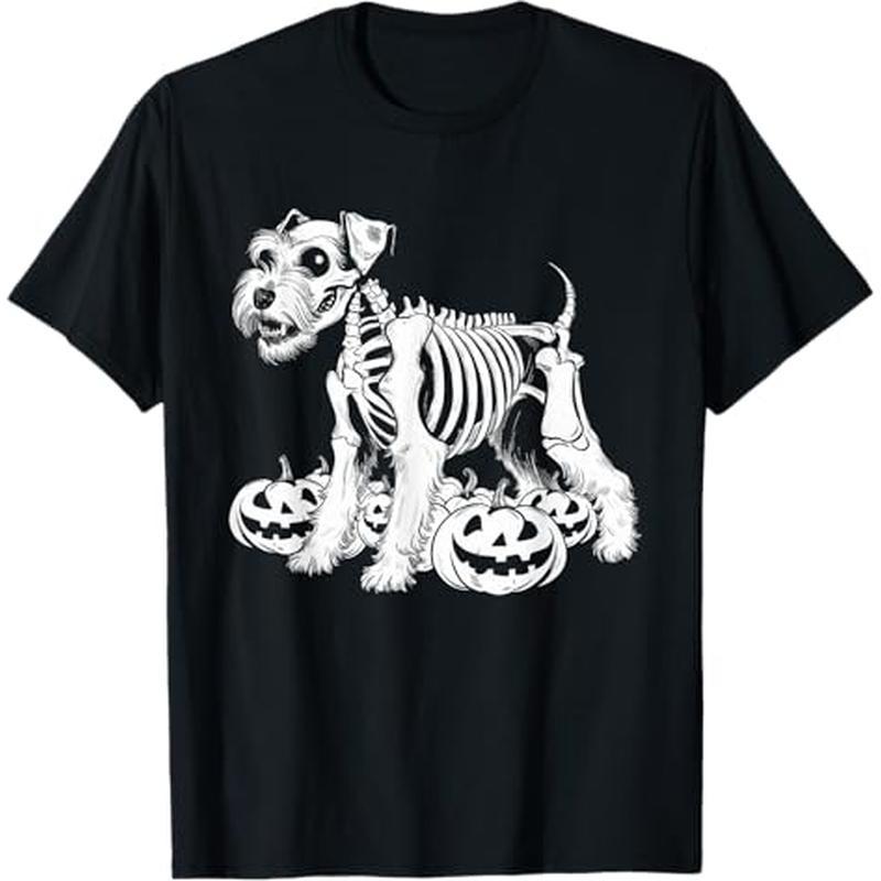 

Miniature Schnauzer Skeleton Birthday Halloween Mens Womens T-shirt, 100% Cotton, Halloween Thanksgiving Christmas Gift For Men Women , S-xxxl, Black