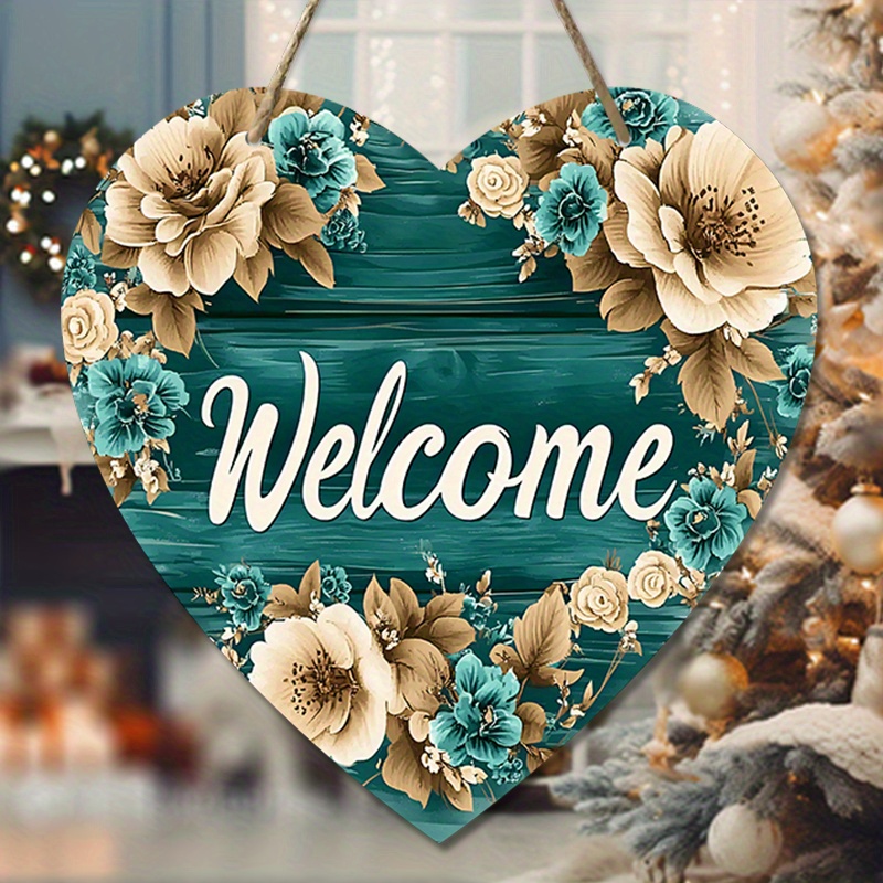 

Heart-shaped Wooden Welcome Sign With - Front Door Or Wall Decor, No Power Needed