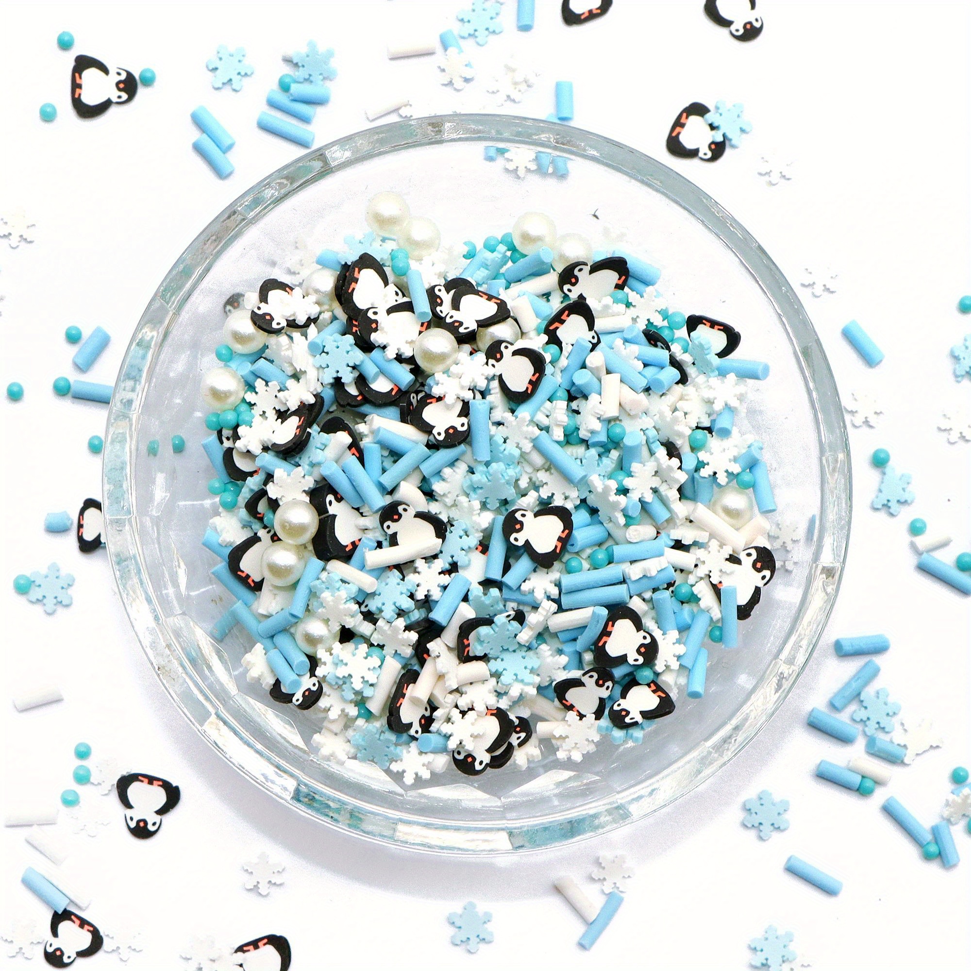 

20g Penguin & Polymer Clay Slices - Unscented, Vibrant Snow Charms For Diy Crafts, Lip Gloss, Resin, Nail Art Decorations - Creative Projects