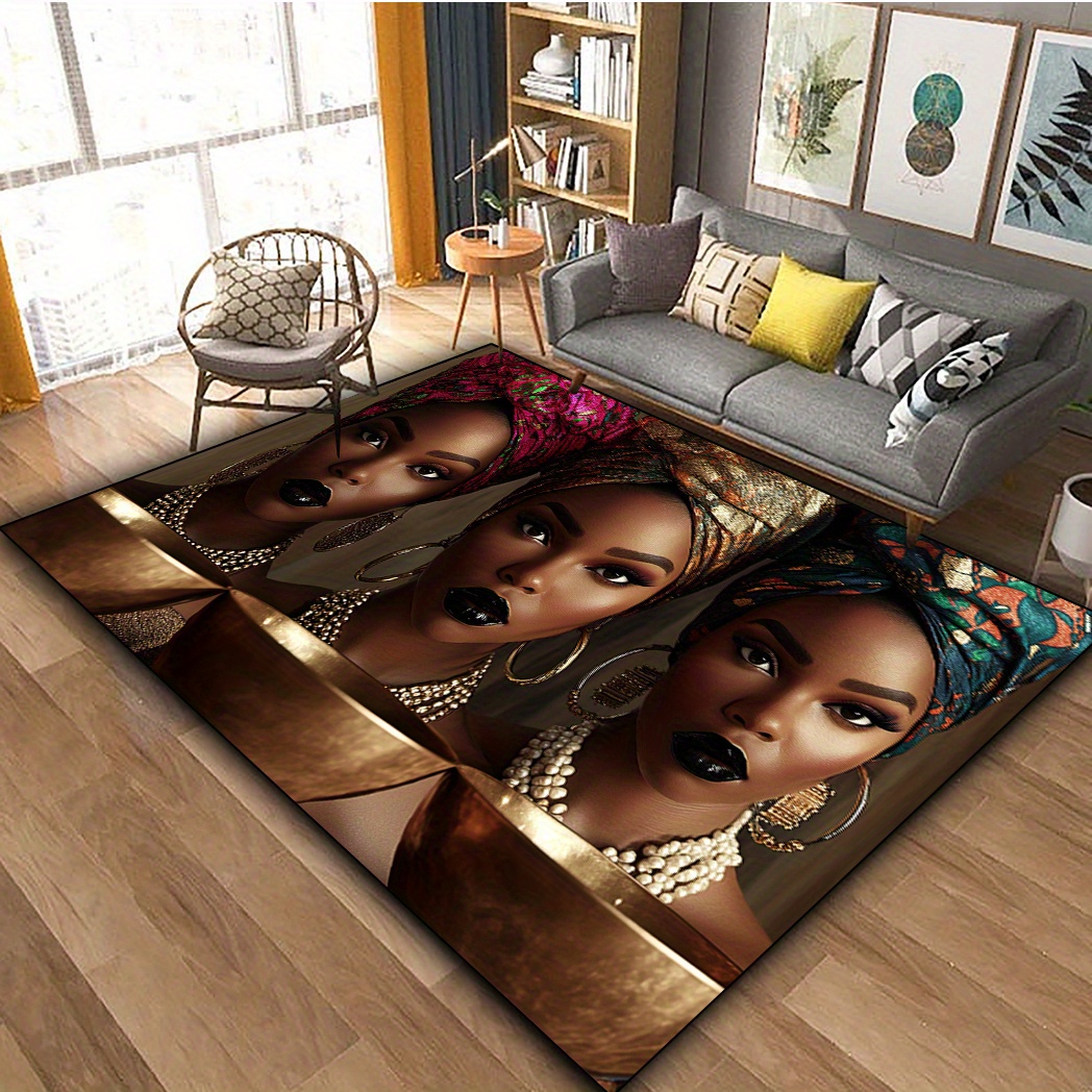 TEMU 1pc Of A Comfortable Rug Measuring 31x20 Inches Or 78x50 Cm. Washable Area Rug Features With 3 African American Women