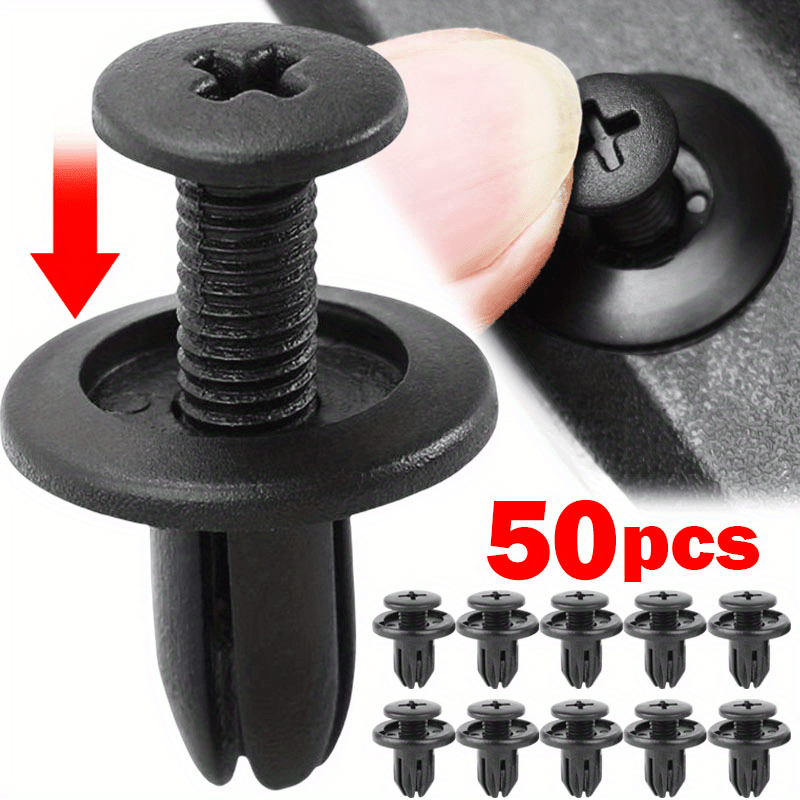 50pcs Black Plastic Rivet Fasteners for Cars - 8mm Hole, Expanding Push Clips for Door Trim & Panel Retention