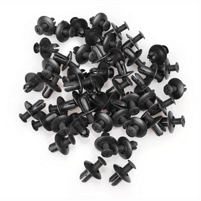 50pcs Black Plastic Rivet Fasteners for Cars - 8mm Hole, Expanding Push Clips for Door Trim & Panel Retention