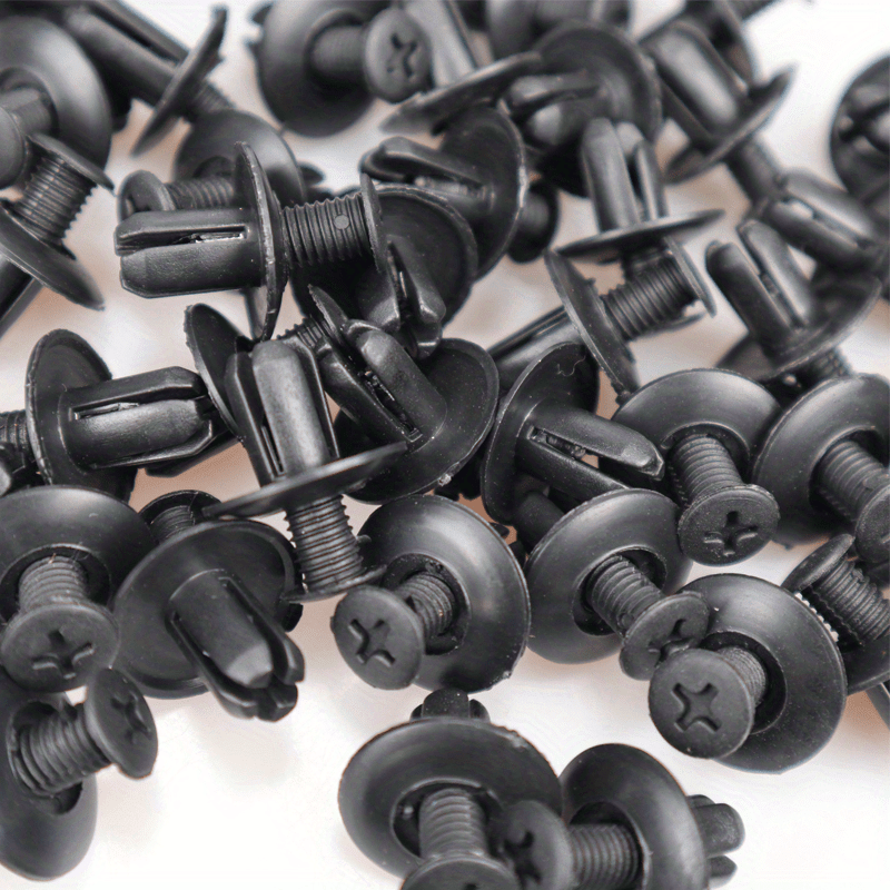 50pcs Black Plastic Rivet Fasteners for Cars - 8mm Hole, Expanding Push Clips for Door Trim & Panel Retention