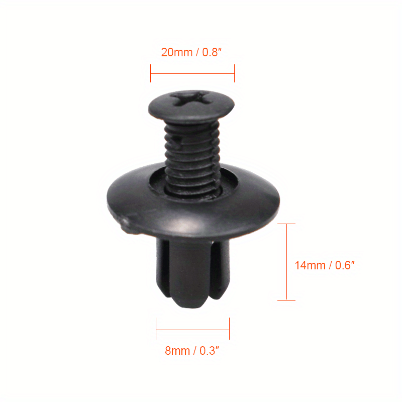 50pcs Black Plastic Rivet Fasteners for Cars - 8mm Hole, Expanding Push Clips for Door Trim & Panel Retention