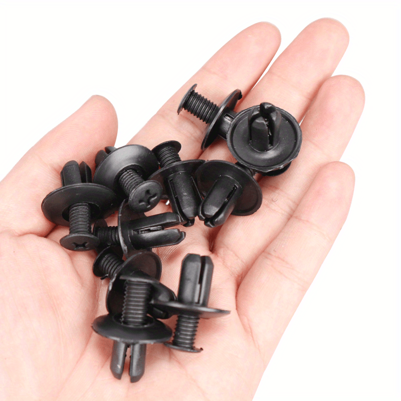50pcs Black Plastic Rivet Fasteners for Cars - 8mm Hole, Expanding Push Clips for Door Trim & Panel Retention