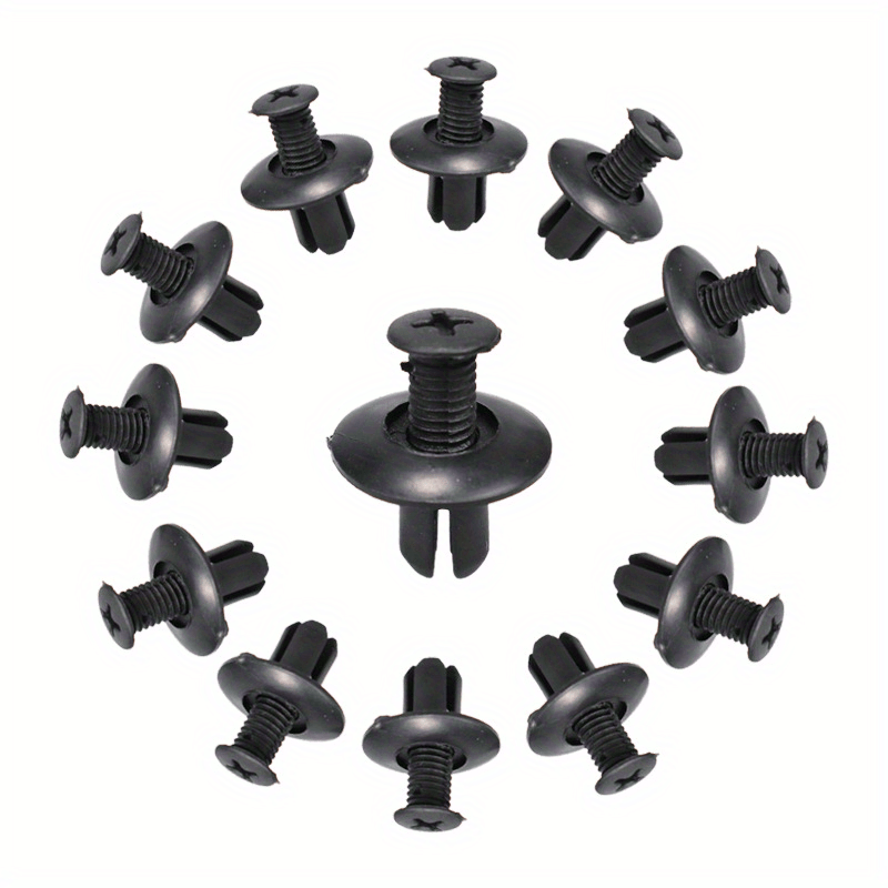 50pcs Black Plastic Rivet Fasteners for Cars - 8mm Hole, Expanding Push Clips for Door Trim & Panel Retention