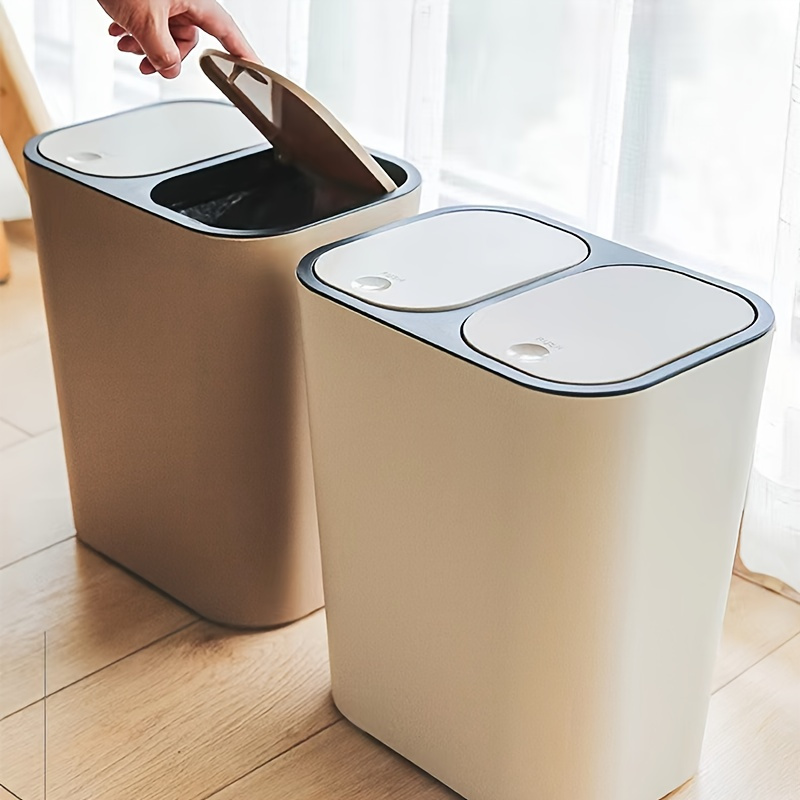 

[ ] 15l -compartment Trash Can Lid - For & Bathroom, Dry/wet Bin, Multifunctional Organizer