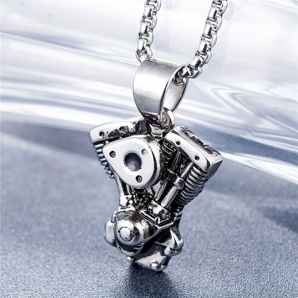 

2 Pcs Steel Necklace, Engine Pendant
