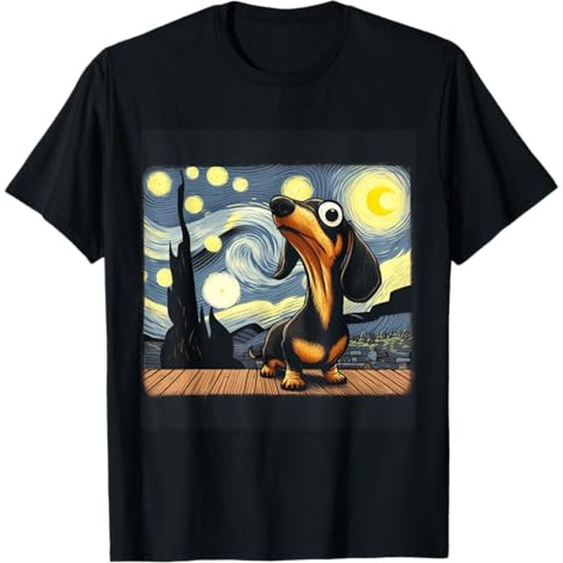 

Funny Dachshunds In A Starry Night T-shirt, 100% Cotton, Thanksgiving Christmas Gift For Men Women , S-xxxl, Black