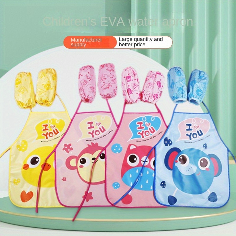 

' Cartoon Pvc Waterproof Apron - Stain-resistant Smock For And , Kitchen And Dining Use, Art Painting, Kindergarten