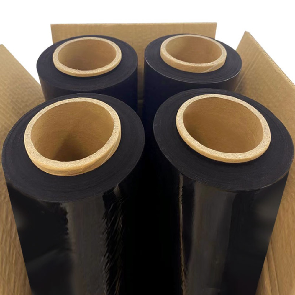 

18" X 1500' 80 Gauge 4 Rolls Wrap Stretch Film Hand 1500ft Black/ White