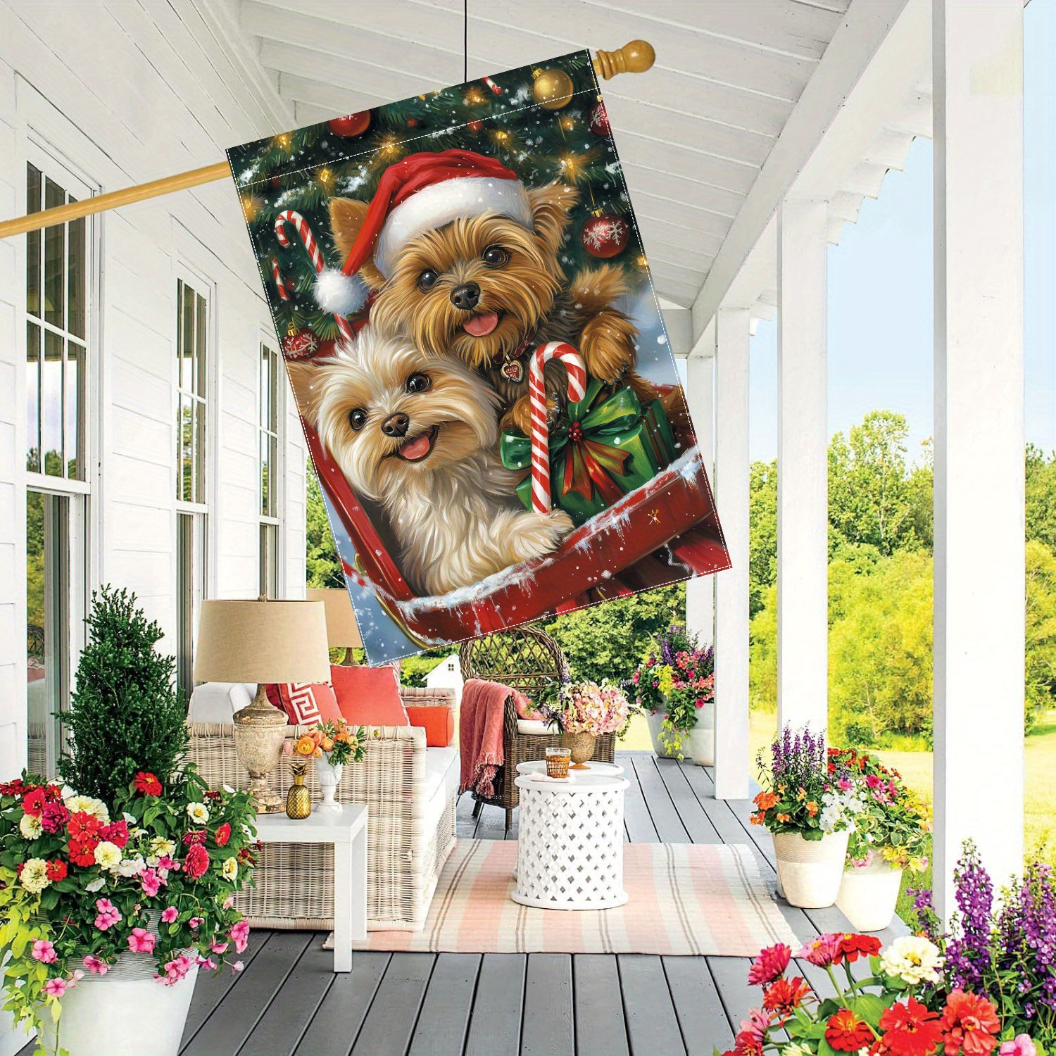 

Double- Christmas Dog - 28x40 , Polyester, Decoration, No Needed - 1pc