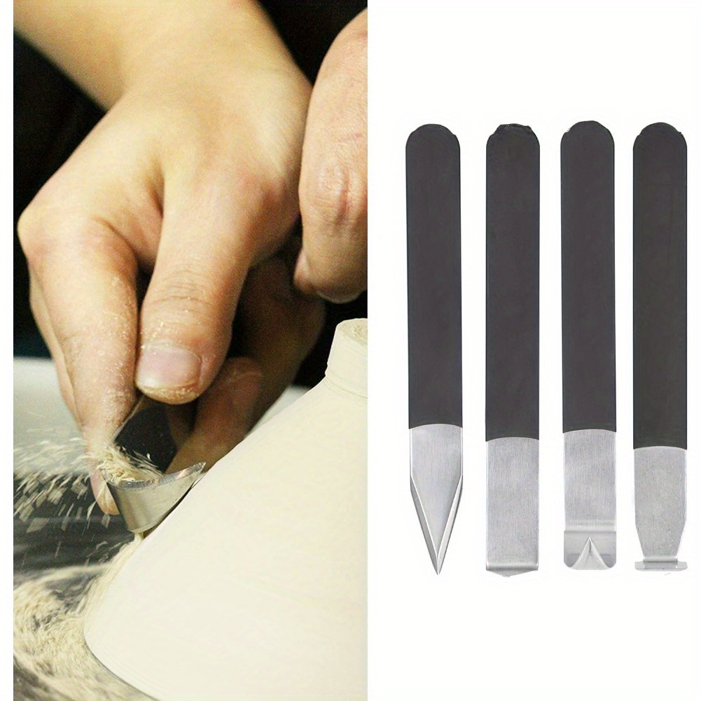 

4pcs Stainless Steel Pottery Trimming Knife Set - Ideal For Ceramic, Clay & Plaster Molds