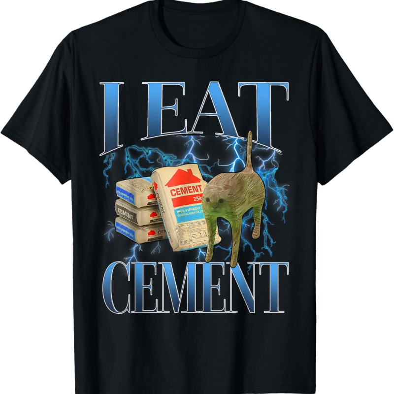 

Cement Cursed Cat Funny Meme T-shirt