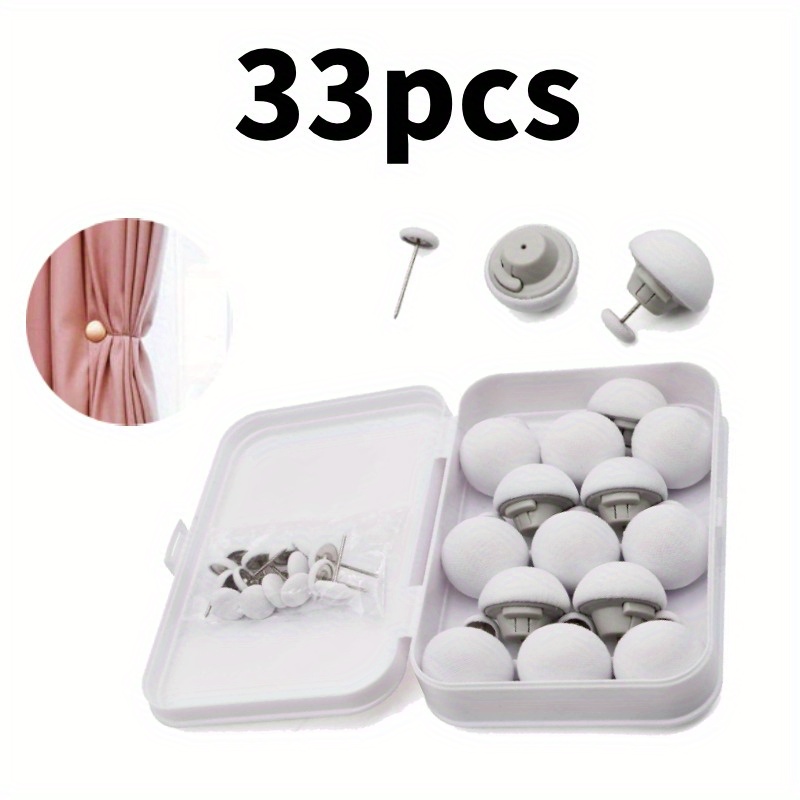 

33pcs Quilt Fixer Set, Including 16pcs Mushroom Buttons + 16pcs Fabric Steel Pins + 1pcs Storage Box, Soft Fabric Quilt Clips, Double-sided Clips For Quilts, Cushions, Curtains