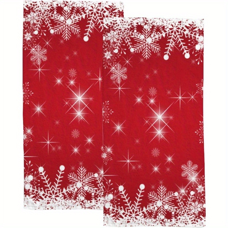 

2pcs Set 18*26 Inch Kitchen Towel Christmas, Snowy Christmas Snowflakes Hand Towels Set 2pcs For Kitchen Towels Soft Towel Absorbent Towel Guest For Gym